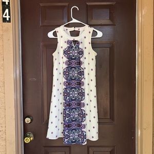 White & Purple Pattern Dress